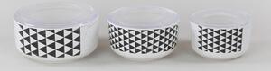Set 6 cutii de depozitare alimente Trigon Storage Box 12/14/16 cm 3 Pieces, Alb Negru