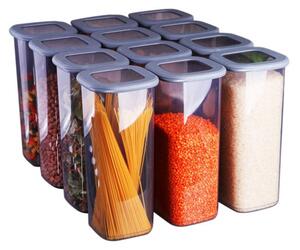 Set 12 cutii de depozitare alimente BNM - 0735 - 12AD, Gri