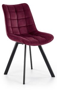 Scaun tapitat K332, visiniu/negru, stofa catifelata/metal, 46X61X84 cm