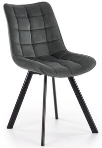 Scaun tapitat modern K332, gri/negru, stofa catifelata/metal, 46X61X84