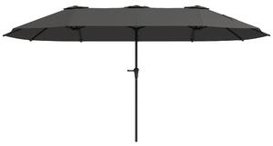 Outsunny Umbrelă Dublă de Grădină cu 12 Spițe, Orificii de Ventilație și Manivelă, 400x220x234 cm, Gri Închis | Aosom Romania