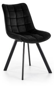 Scaun tapitat modern K332, negru, stofa catifelata/metal, 46x61x84 cm