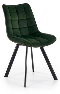 Scaun tapitat stofa K332, verde inchis/negru, catifea/metal, 46x61x84