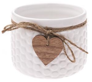 Recipient ceramic ghiveci Heart, alb, 12,5x 9,5 cm