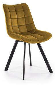 Scaun K332, galben mustar/negru, stofa catifelata/metal, 46X61X84 CM