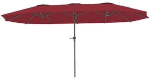 Outsunny Umbrelă Dublă de Grădină cu 12 Spițe, Orificii de Ventilație și Manivelă, 400x220x234 cm, Roșu Vin | Aosom Romania