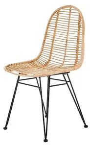 Scaun K337, stejar/negru, ratan natural/metal, 44X55X90 CM