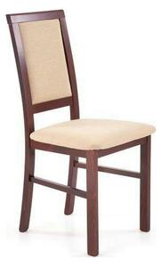 Scaun SYLWEK BIS, bej/nuc inchis, stofa clasica/lemn de fag, 44x53x94