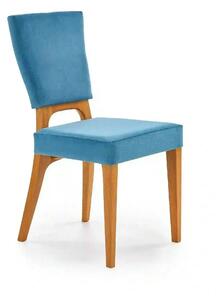 Scaun living WENANTY, albastru/stejar, stofa clasica/lemn, 43x56x91 cm