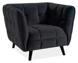 Fotoliu CASTELLO, negru/wenge, stofa catifelata/lemn de fag, 92x85x78