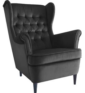 Fotoliu HARRY, stofa catifelata neagra - Bluvel 19, 82x92x101 cm