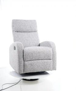 Fotoliu recliner OLIMP, gri/alb/negru, stofa/metal, 72x80/160x101 cm
