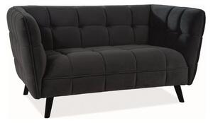 Canapea CASTELLO 2, negru - Bluvel 19, stofa catifelata/lemn, 145x85x7