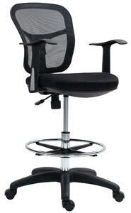 HOMCOM Scaun de Birou Rotativ cu Inel pentru Sprijinirea Picioarelor și Spătar Curbat, 55x58x94 cm, Negru | Aosom Romania