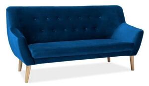 Canapea NORDIC 3, albastru inchis - Bluvel 86, stofa catifelata/lemn