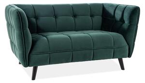 Canapea CASTELLO 2, verde - Bluvel 78, stofa catifelata/lemn, 145x85x7