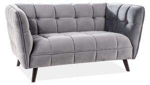 Canapea CASTELLO 2, gri - Bluvel 14, stofa catifelata/lemn, 145x85x78