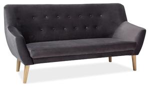 Canapea NORDIC, gri - Bluvel 14, stofa catifelata/lemn de fag, 180x75x