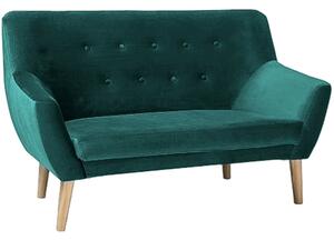 Canapea NORDIC, verde/fag, stofa catifelata/lemn, 136x75x90 cm