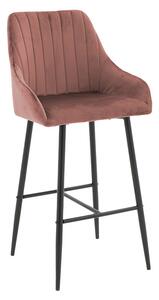 Scaun de bar Patrin picioare metalice negre - catifea culoare mar putred