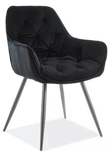 Scaun tapitat modern CHERRY, negru, stofa catifelata/metal, 58x57x87 c
