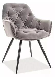 Scaun tapitat modern CHERRY, gri/negru, stofa catifelata/metal, 58x57x