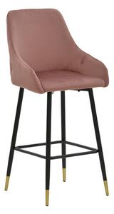 Scaun de bar Lithe picioare metal auriu negru - catifea mar putred 47x44x98cm
