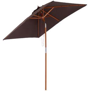 Outsunny Umbrelă de Grădină Înclinabilă cu Sistem cu Șnur și Orificiu de Ventilație, 200x150x235 cm, Cafeniu | Aosom Romania