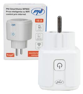 Priza inteligenta PNI SmartHome WP800 WiFi control prin internet, App Tuya Smart, compatibila cu Amazon Alexa si Google Home, masoara consumul de energie