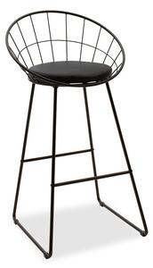 Scaun de bar Seth sarma metalica neagra cu perna pvc neagra