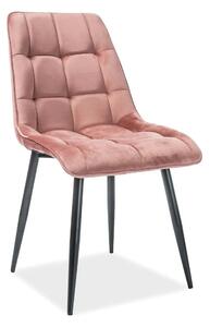 Scaun CHIC, roz/negru, stofa catifelata/metal, 50x58x88 cm