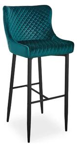 Scaun bar COLIN B H-1, verde/negru, stofa catifelata/metal, 46x42x109