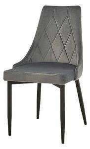 Scaun tapitat TRIX B, gri/negru, stofa catifelata/metal, 49x47x89 cm