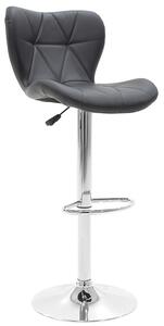 Scaun de bar Coozy reglabil pe inaltime stil capitonat din metal cromat cu PVC negru