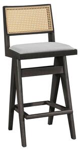 Scaun de bar Winslow lemn de arbore de cauciuc negru - pvc ratan material culoare lemn natural - gri