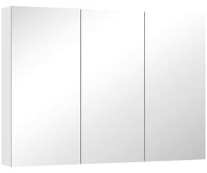 HOMCOM Dulap de Baie cu Oglindă, 3 Uși, 4 Rafturi Reglabile, 91,5 x 11,5 x 65 cm, Alb | Aosom Romania