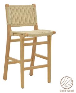 Scaun de bar Julien lemn de arbore de cauciuc culoare lemn natural - funie culoare lemn naturala 45x46x95cm