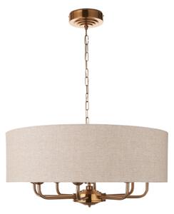 Endon 110727 - Candelabru cu lanț HIGHCLERE, 8xE14/40W/230V, bej/alamă, diam. 70 cm