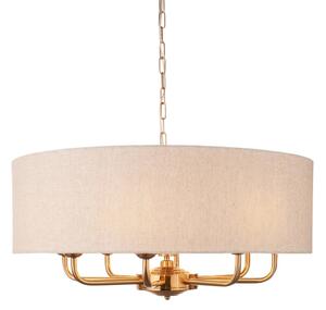 Endon 110727 - Candelabru cu lanț HIGHCLERE, 8xE14/40W/230V, bej/alamă, diam. 70 cm