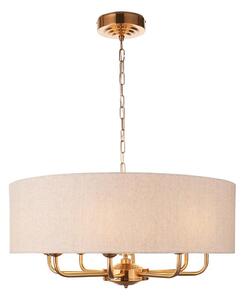 Endon 110727 - Candelabru cu lanț HIGHCLERE, 8xE14/40W/230V, bej/alamă, diam. 70 cm