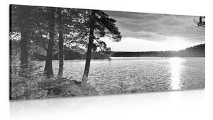 Tablou lac de munte alb-negru