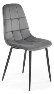 Scaun tapitat K417, gri/negru, stofa catifelata/metal, 46x56x87 cm