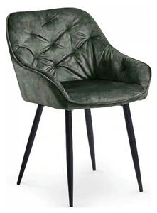 Scaun tapitat K418, verde/negru, stofa clasica/metal, 56x65x81 cm