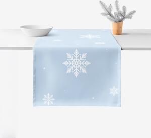 Goldea napron de masă de crăciun 100% bumbac - fulgii pe albastru 20x120 cm