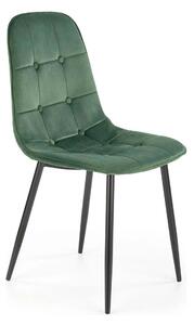 Scaun tapitat K417, verde/negru, stofa catifelata/metal, 46x56x87 cm