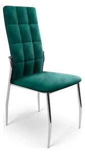 Scaun tapitat K416, verde inchis/crom, stofa catifelata/metal, 43x54x1