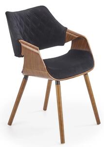 Scaun modern dining K396, negru/nuc, stofa catifelata/placaj, 56x55x77