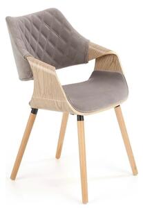 Scaun modern dining K396, stejar/gri, stofa catifelata/placaj, 56x55x7