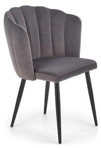 Scaun tapitat K386, gri inchis/negru, stofa catifelata/metal, 60x58x84