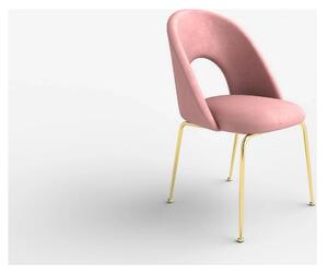 Scaun dining roz K385, roz deschis/auriu, stofa catifelata/metal, 54x5